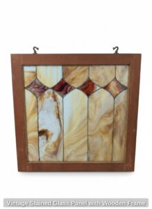 Vintage-Stained-Glass-Panel-with-Wooden-Frame