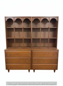 Vintage-Wooden-Bookcase-with-Drawers