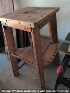 Vintage-Wooden-Work-Stand-with-Circular-Opening-third-image