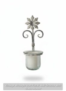 Vintage-Wrought-Iron-Floral-Wall-Sconce-with-Glass-Holder