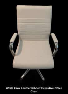White-Faux-Leather-Ribbed-Executive-Office-Chair