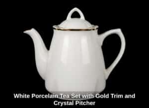 White-Porcelain-Tea-Set-with-Gold-Trim-and-Crystal-Pitcher-second-image