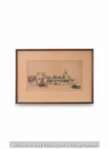 William-R.-Hay-Etching-of-a-Village-Scene