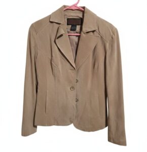 Womens-Tan-Suede-Blazer