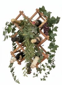 Wooden-Accordion-Style-Wine-Rack-with-Faux-Greenery