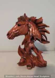 Wooden-Look-Resin-Horse-Head-Sculpture