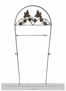 Wrought-Iron-Garden-Trellis-with-Bird-and-Leaf-Motif