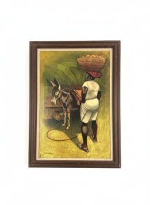Zane-Donkey-and-Woman-with-Basket-Haitian-Oil-Painting