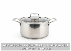 All-Clad-Stainless-Steel-Stock-Pot-with-Glass-Lid-and-GreenPan-Fry-Pan-fourth-image
