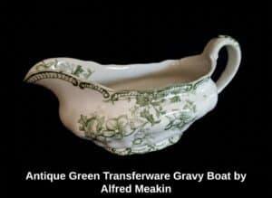 Antique-Green-Transferware-Gravy-Boat-by-Alfred-Meakin