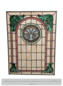 Antique-Stained-Glass-Window-Panel-with-Floral-Motif