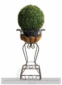 Artificial-Boxwood-Topiary-Ball-in-Wrought-Iron-Stand
