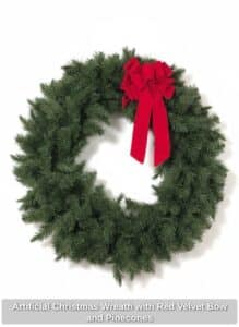 Artificial-Christmas-Wreath-with-Red-Velvet-Bow-and-Pinecones