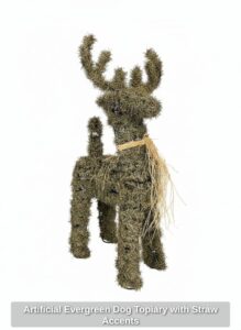 Artificial-Evergreen-Dog-Topiary-with-Straw-Accents