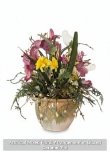 Artificial-Mixed-Floral-Arrangement-in-Glazed-Ceramic-Pot