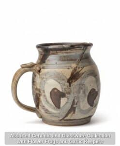 Assorted-Ceramic-and-Glassware-Collection-with-Flower-Frogs-and-Garlic-Keepers-second-image