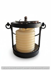 Black-Metal-Candle-Lantern-with-Ribbed-Candle