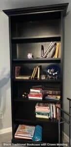 Black-Traditional-Bookcase-with-Crown-Molding