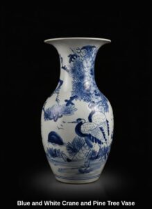 Blue-and-White-Crane-and-Pine-Tree-Vase