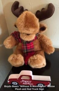 Boyds-Bears-Milhous-N-Moosington-Moose-Plush-and-Red-Truck-Sign