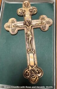 Brass-Crucifix-with-Rose-and-Heraldic-Motifs