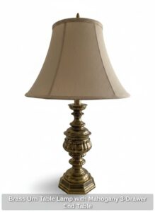 Brass-Urn-Table-Lamp-with-Mahogany-Drawer-End-Table-third-image