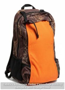 Cabelas-Advantage-Timber-Camouflage-Hunting-Backpack-with-Orange-Cover