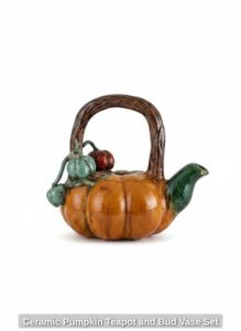 Ceramic-Pumpkin-Teapot-and-Bud-Vase-Set-second-image