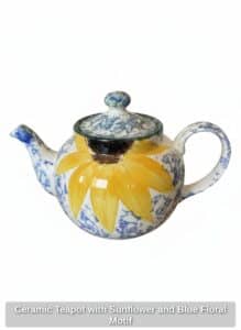 Ceramic-Teapot-with-Sunflower-and-Blue-Floral-Motif