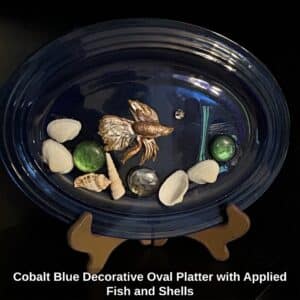 Cobalt-Blue-Decorative-Oval-Platter-with-Applied-Fish-and-Shells