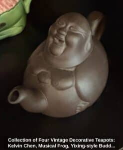 Collection-of-Four-Vintage-Decorative-Teapots-Kelvin-Chen-Musical-Frog-Yixing-style-Buddha-and-Bamboo-Relief-second-image