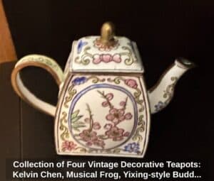 Collection-of-Four-Vintage-Decorative-Teapots-Kelvin-Chen-Musical-Frog-Yixing-style-Buddha-and-Bamboo-Relief-third-image