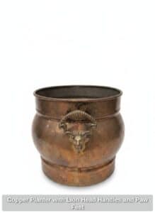 Copper-Planter-with-Lion-Head-Handles-and-Paw-Feet