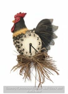 Country-Farmhouse-Rooster-Wall-Clock-with-Raffia-Nest