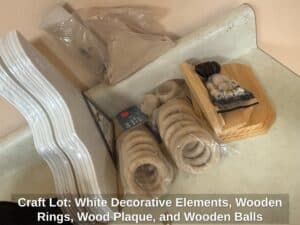 Craft-Lot-White-Decorative-Elements-Wooden-Rings-Wood-Plaque-and-Wooden-Balls
