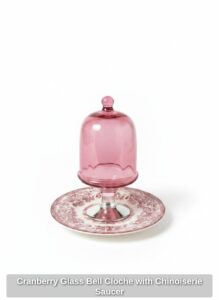 Cranberry-Glass-Bell-Cloche-with-Chinoiserie-Saucer