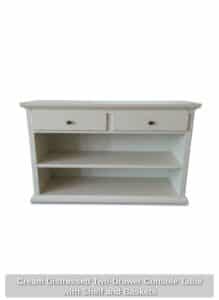 Cream-Distressed-Two-Drawer-Console-Table-with-Shelf-and-Baskets