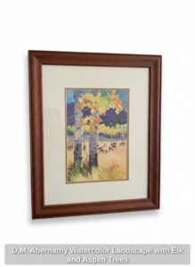 D.M.-Abernathy-Watercolor-Landscape-with-Elk-and-Aspen-Trees