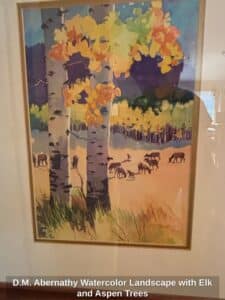 D.M.-Abernathy-Watercolor-Landscape-with-Elk-and-Aspen-Trees-second-image