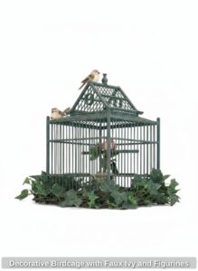 Decorative-Birdcage-with-Faux-Ivy-and-Figurines
