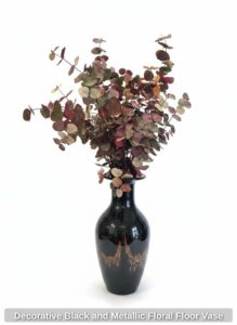 Decorative-Black-and-Metallic-Floral-Floor-Vase
