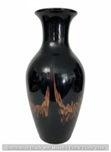 Decorative-Black-and-Metallic-Floral-Floor-Vase-second-image