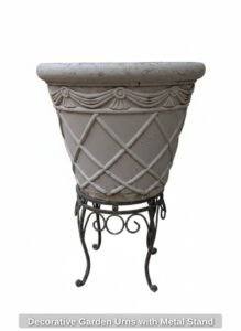 Decorative-Garden-Urns-with-Metal-Stand