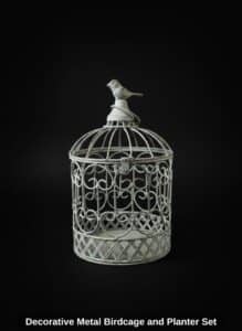 Decorative-Metal-Birdcage-and-Planter-Set