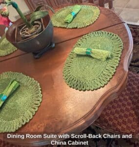 Dining-Room-Suite-with-Scroll-Back-Chairs-and-China-Cabinet-third-image
