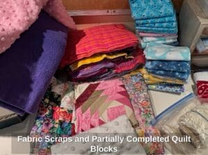 Fabric-Scraps-and-Partially-Completed-Quilt-Blocks