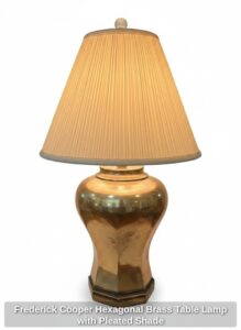 Frederick-Cooper-Hexagonal-Brass-Table-Lamp-with-Pleated-Shade