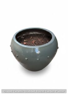Glazed-Ceramic-Studded-Round-Garden-Planter