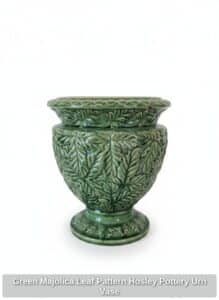 Green-Majolica-Leaf-Pattern-Hosley-Pottery-Urn-Vase