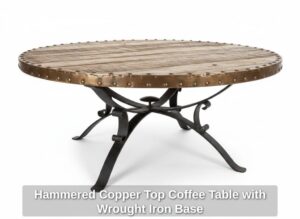 Hammered-Copper-Top-Coffee-Table-with-Wrought-Iron-Base-third-image